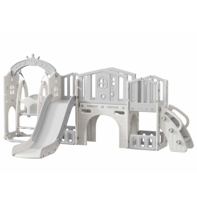 Mini children's play fort with slide, gray