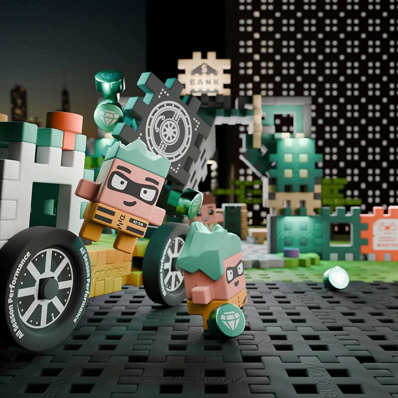 Marioinex Mini Waffle Constructor "Bank Robbery", 148 pieces