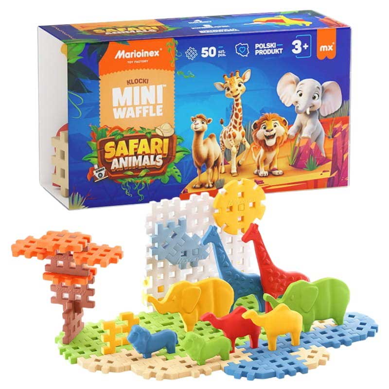 Marioinex Mini Waffle Constructor "Safari Animals", 50 pieces