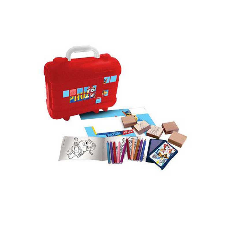 Paw Patrol art case with 10 colored pencils, 5 stamps and puzzle stickers for decoration