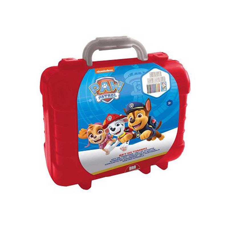 Paw Patrol art case with 10 colored pencils, 5 stamps and puzzle stickers for decoration