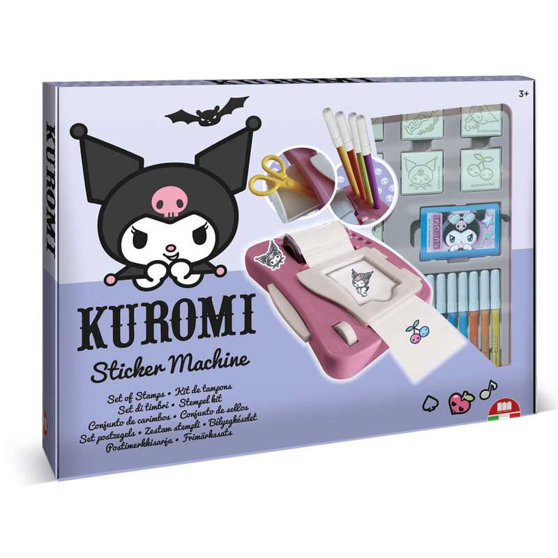 Kuromi sticker creation kit with 12 markers, 50 stickers, 7 stamps and a coloring book