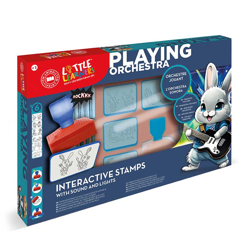 Educational set of 6 stamps with sounds of musical instruments