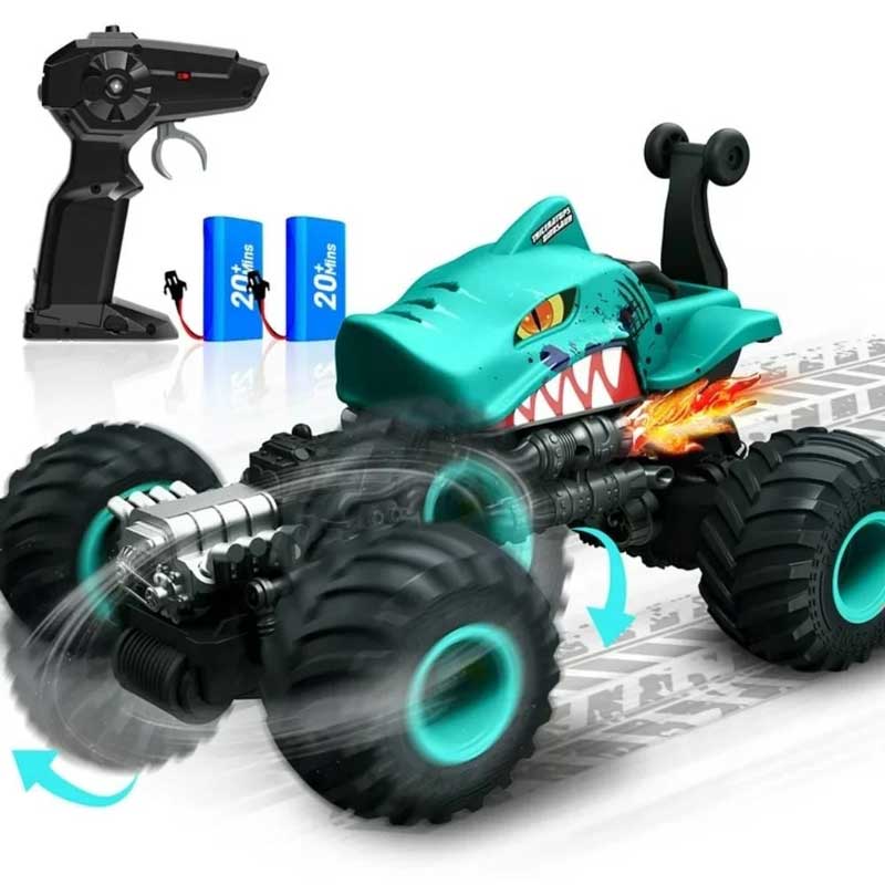 Blue off-road car with rotating front wheels, RC 1:16