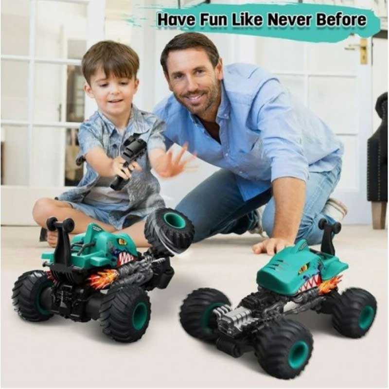 Blue off-road car with rotating front wheels, RC 1:16