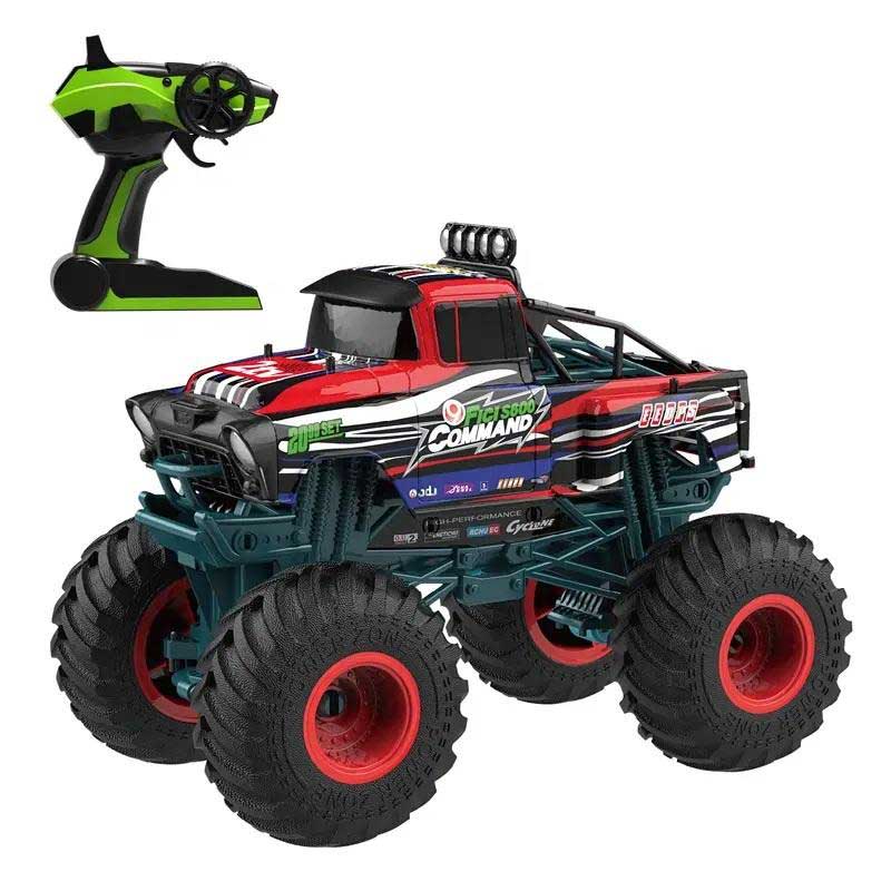 Radio-controlled off-road car 1:10, with remote control and big tires, red