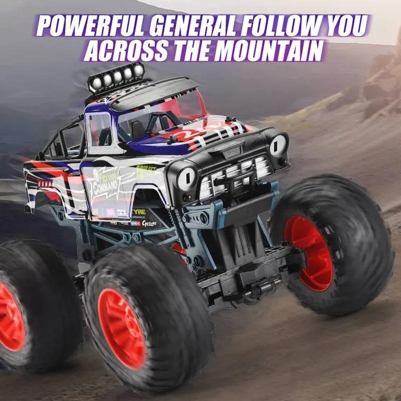 Radio-controlled off-road car 1:10, with remote control and big tires, red