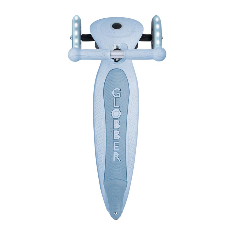 Foldable eco scooter with 3 wheels GLOBBER JUNIOR FOLDABLE LIGHTS ECOLOGIC - blueberry color