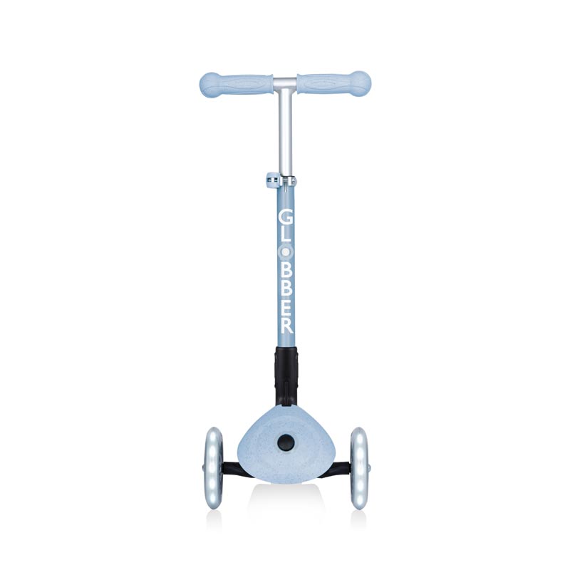 Foldable eco scooter with 3 wheels GLOBBER JUNIOR FOLDABLE LIGHTS ECOLOGIC - blueberry color