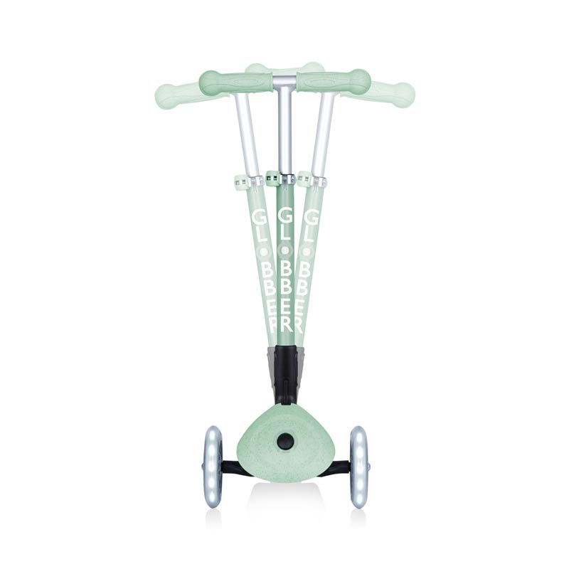 Foldable eco scooter with 3 wheels GLOBBER JUNIOR FOLDABLE LIGHTS ECOLOGIC - pistachio color