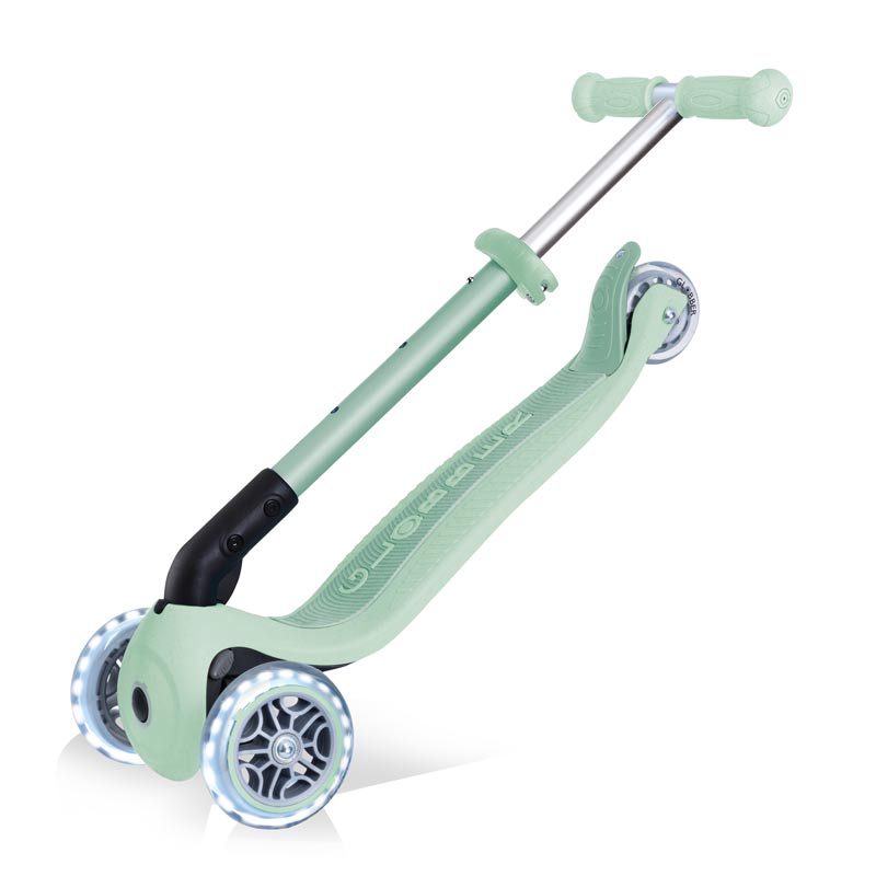 Foldable eco scooter with 3 wheels GLOBBER JUNIOR FOLDABLE LIGHTS ECOLOGIC - pistachio color