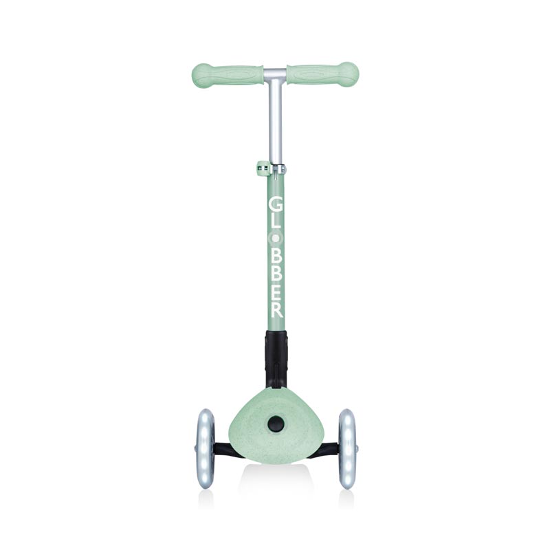 Foldable eco scooter with 3 wheels GLOBBER JUNIOR FOLDABLE LIGHTS ECOLOGIC - pistachio color