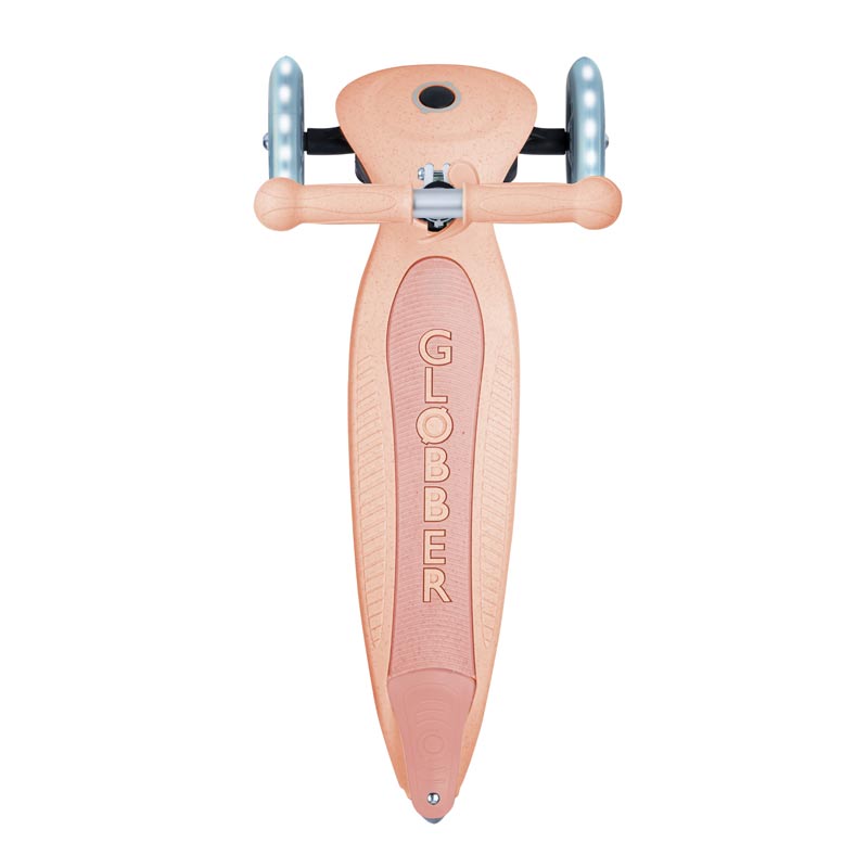 Foldable eco scooter with 3 wheels GLOBBER JUNIOR FOLDABLE LIGHTS ECOLOGIC - peach color