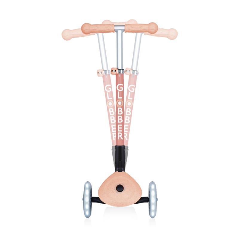 Foldable eco scooter with 3 wheels GLOBBER JUNIOR FOLDABLE LIGHTS ECOLOGIC - peach color