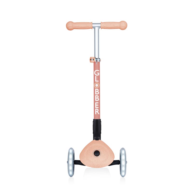 Foldable eco scooter with 3 wheels GLOBBER JUNIOR FOLDABLE LIGHTS ECOLOGIC - peach color