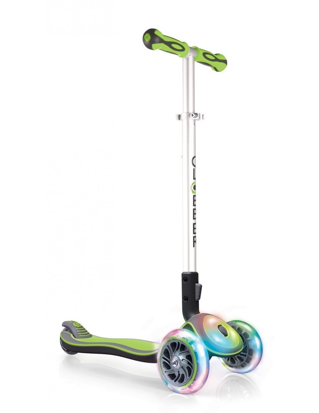 Elite Light Folding Scooter with Light Up Tires and Platform - Green