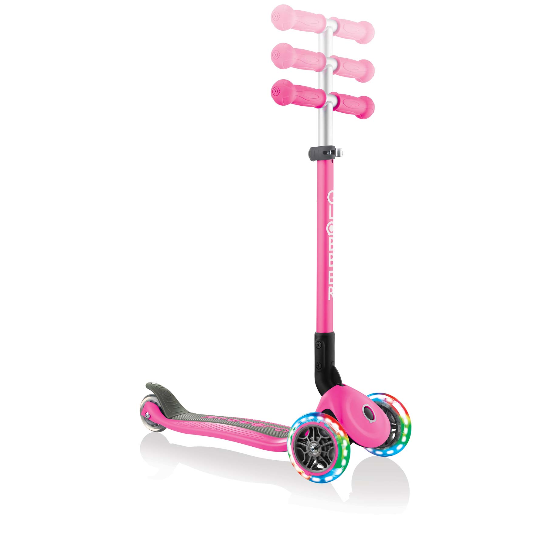 Сгъваема тротинетка със светещи гуми Globber Primo Foldable Lights, Розова