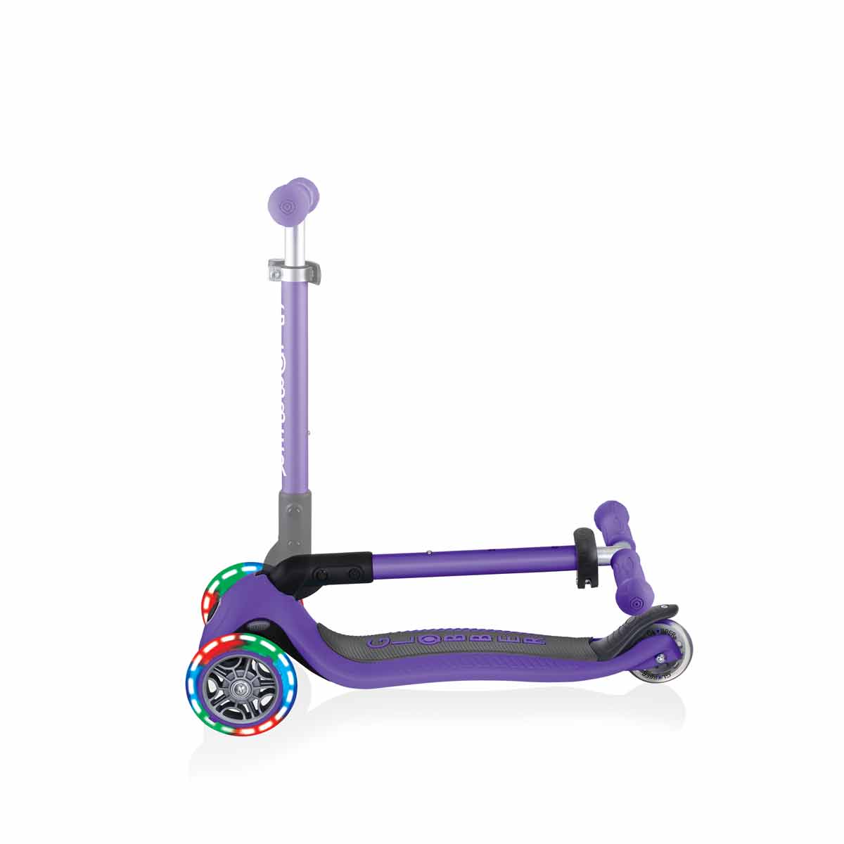 Сгъваема тротинетка със светещи колела, Globber Junior - 2+ г., лилава