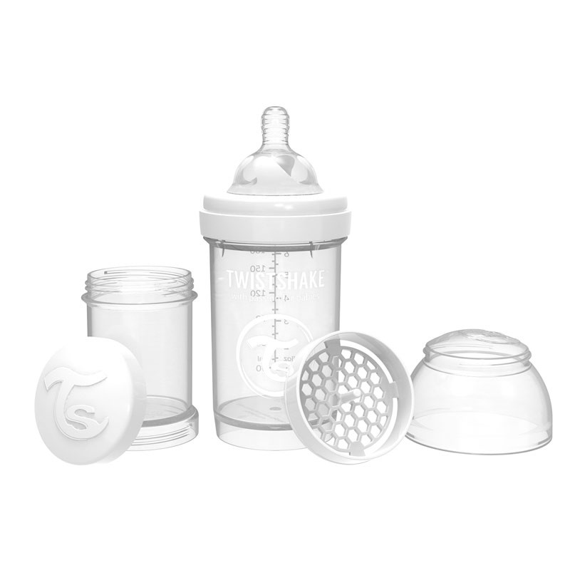 Bottle for babies against colic Twistshake 260 ml. white