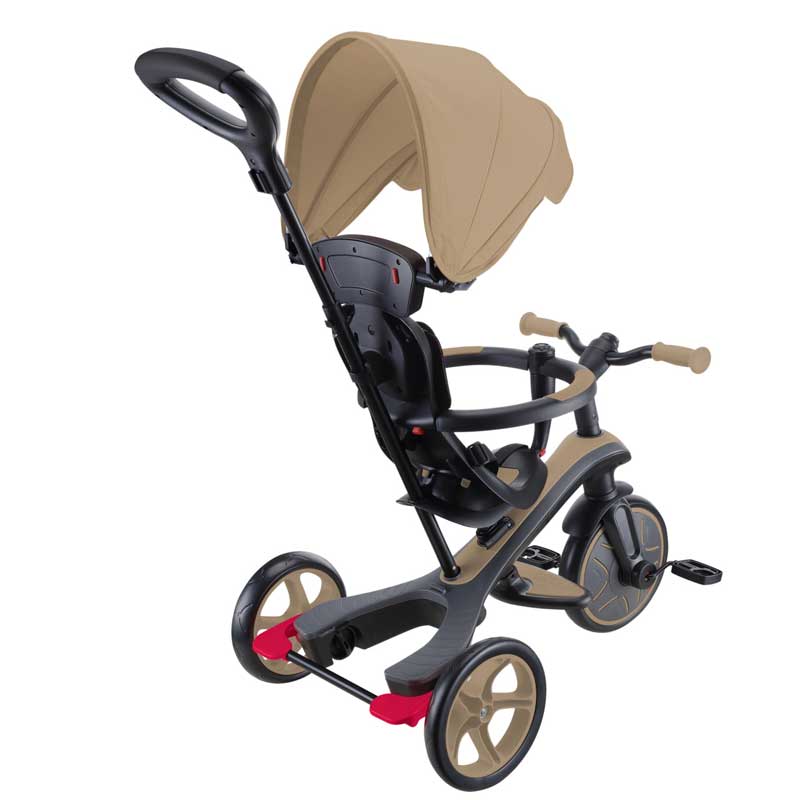 4-in-1 GLOBBER EXPLORER TRIKE tricycle with canopy in beige color
