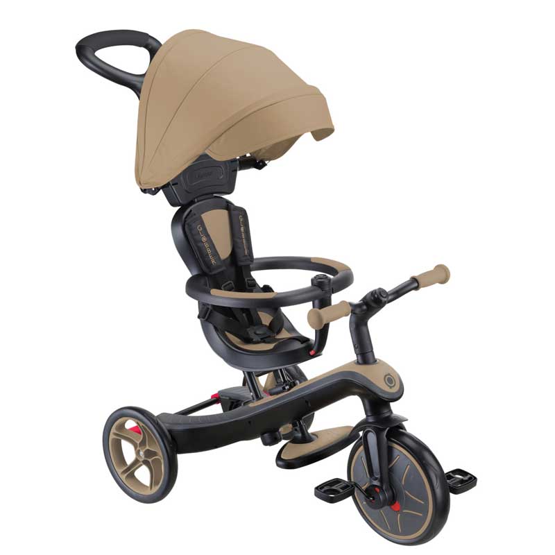 4-in-1 GLOBBER EXPLORER TRIKE tricycle with canopy in beige color