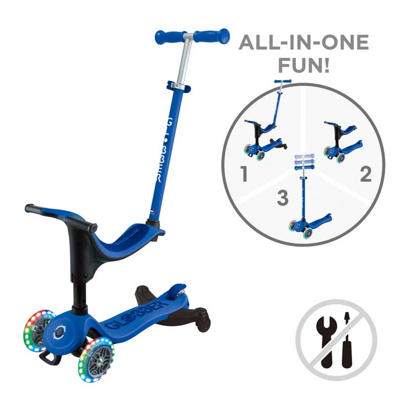 Scooter 4 in 1 GLOBBER GO UP SPORTY LIGHTS 360° - blue