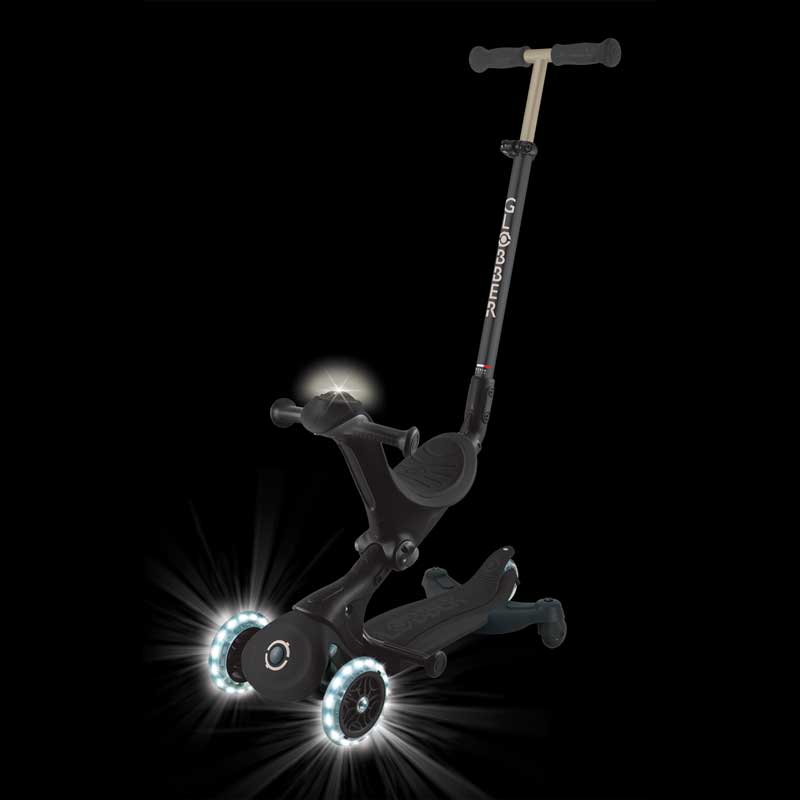 Scooter 5 in 1 GLOBBER GO UP DELUXE LIGHTS 360° - black