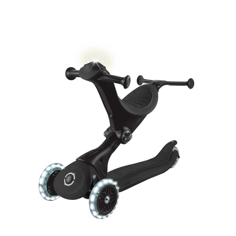 Scooter 5 in 1 GLOBBER GO UP DELUXE LIGHTS 360° - black