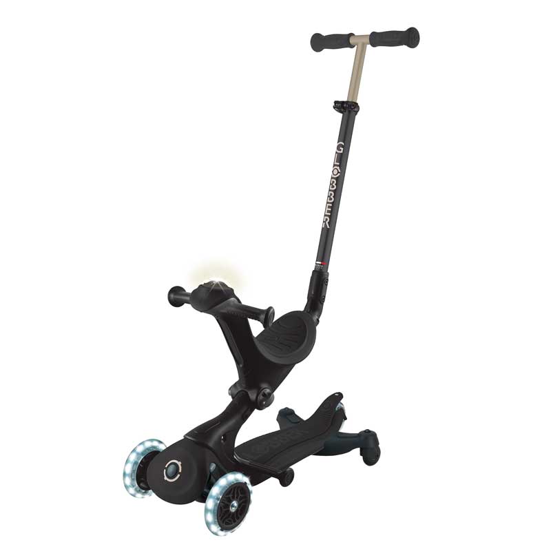 Scooter 5 in 1 GLOBBER GO UP DELUXE LIGHTS 360° - black