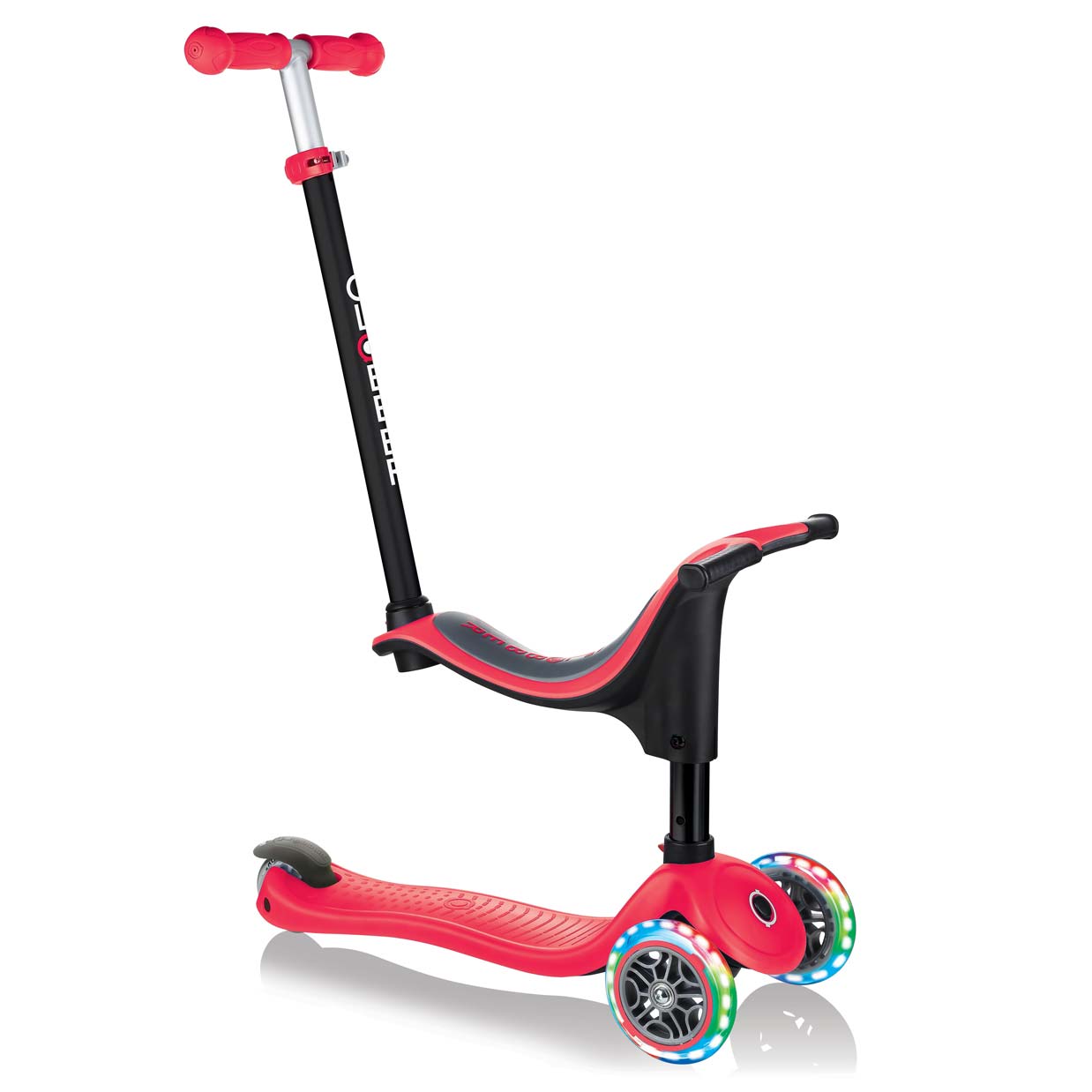 Тротинетка Globber 4 в 1 със стабилизатор, GO UP Sporty Lights - Червена