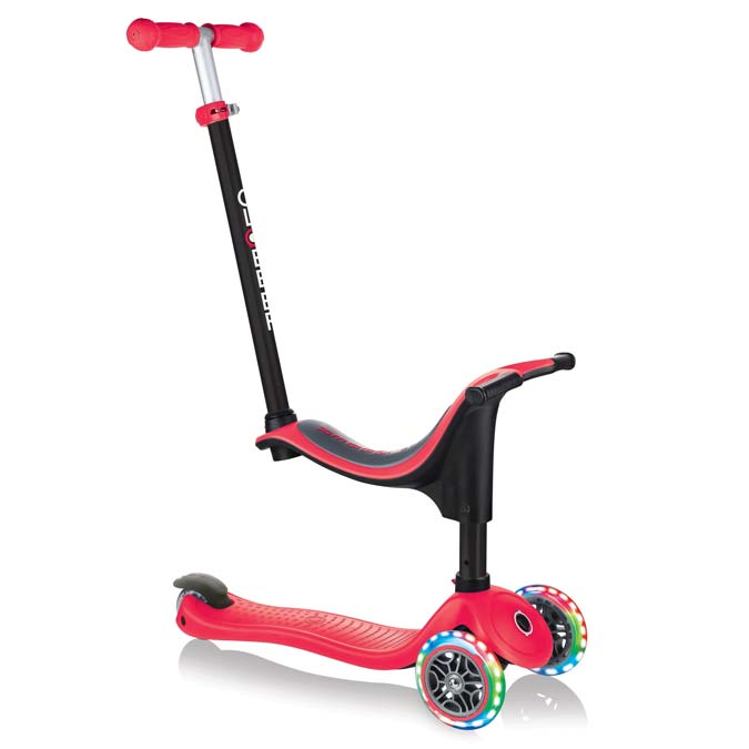 Тротинетка Globber 4 в 1 със стабилизатор, GO UP Sporty Lights - Червена