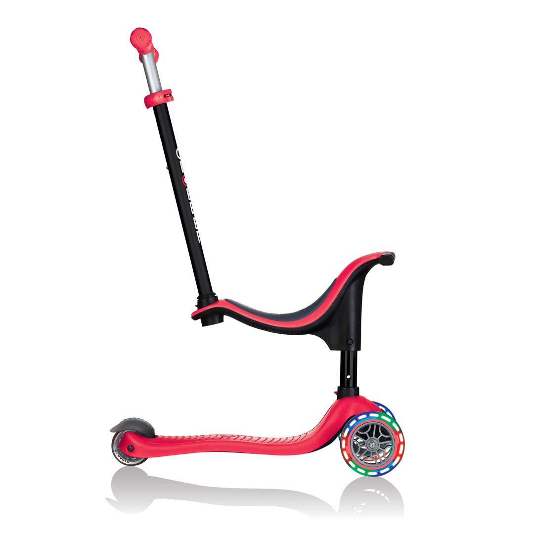 Тротинетка Globber 4 в 1 със стабилизатор, GO UP Sporty Lights - Червена