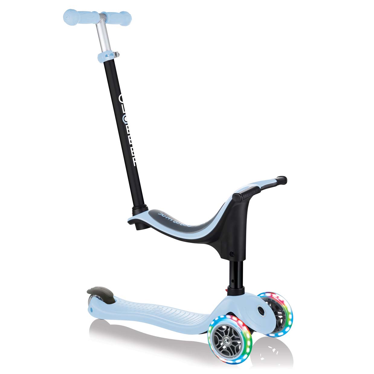 Тротинетка Globber 4 в 1 със стабилизатор, GO UP Sporty Lights - Пастелно синя
