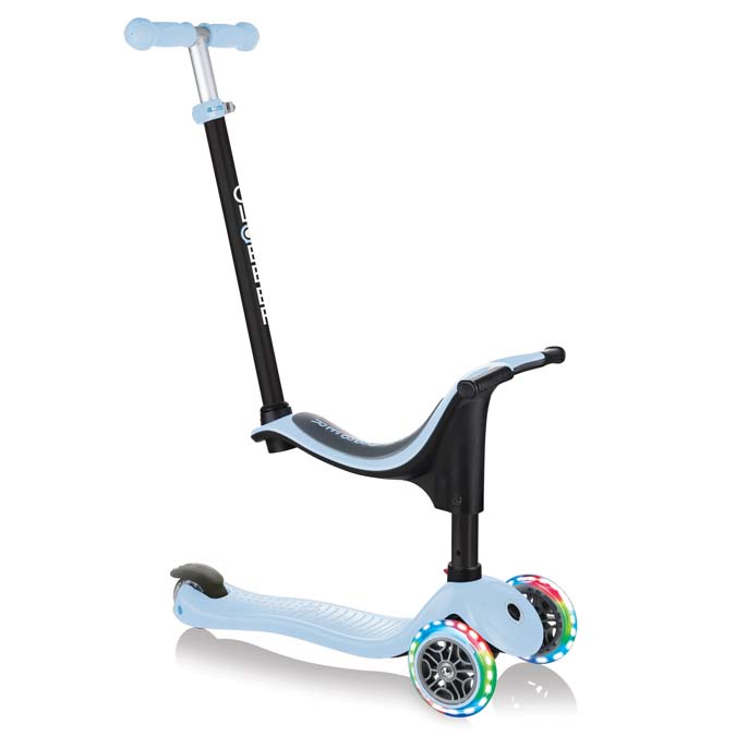 Тротинетка Globber 4 в 1 със стабилизатор, GO UP Sporty Lights - Пастелно синя
