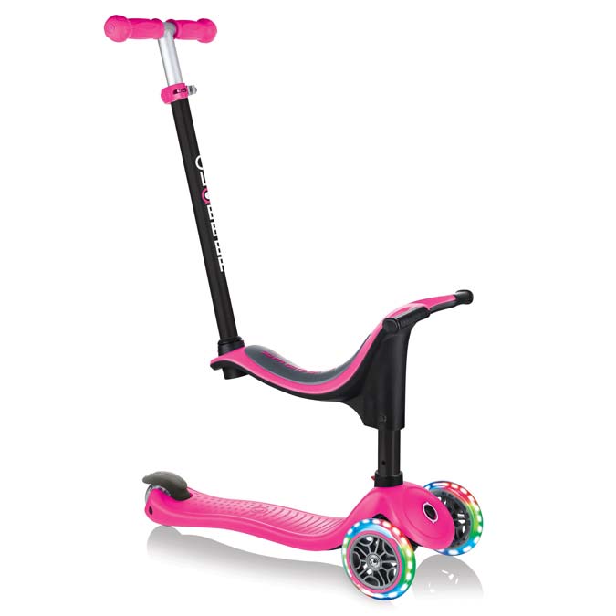 Тротинетка Globber 4 в 1 със стабилизатор, GO UP Sporty Lights - Розова