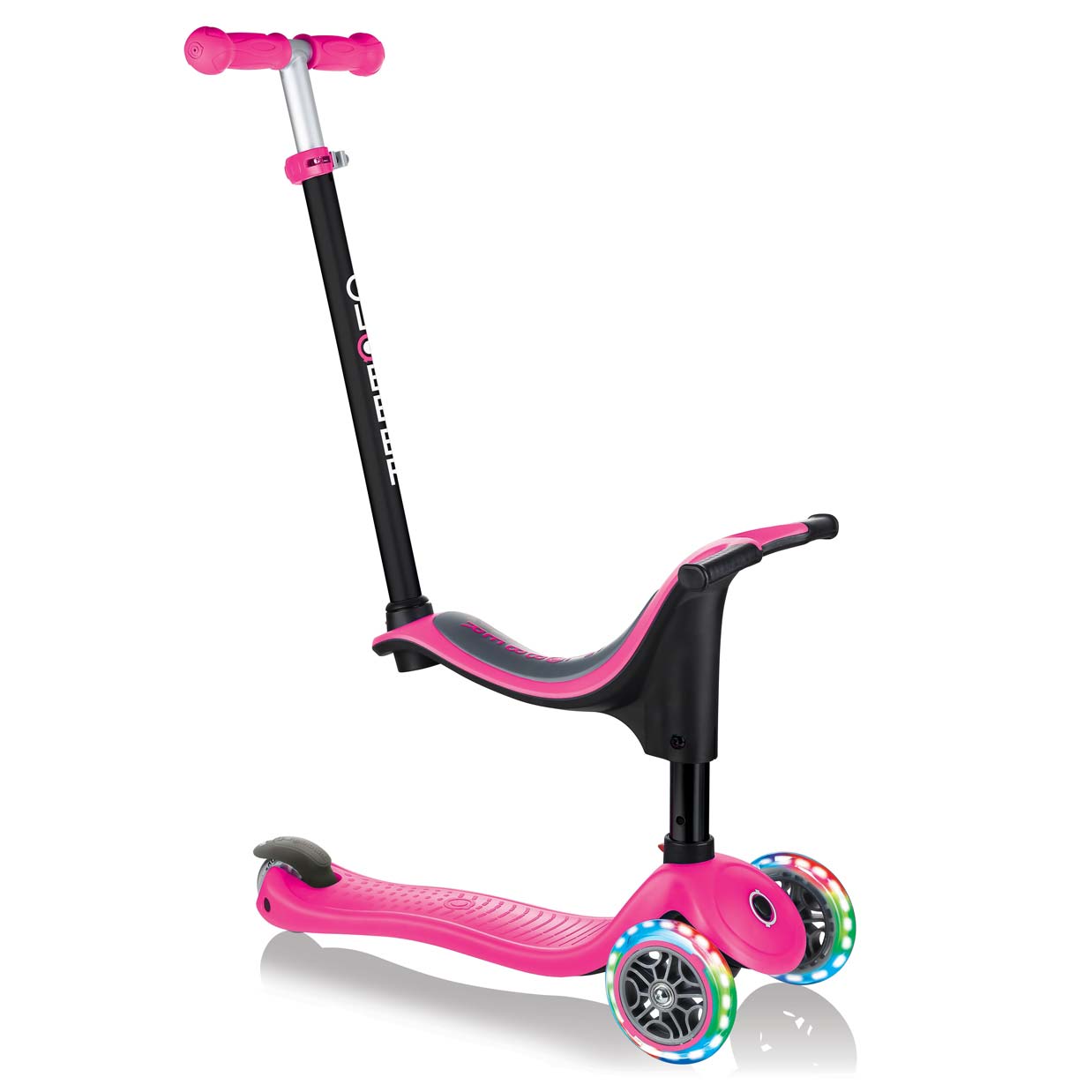 Тротинетка Globber 4 в 1 със стабилизатор, GO UP Sporty Lights - Розова