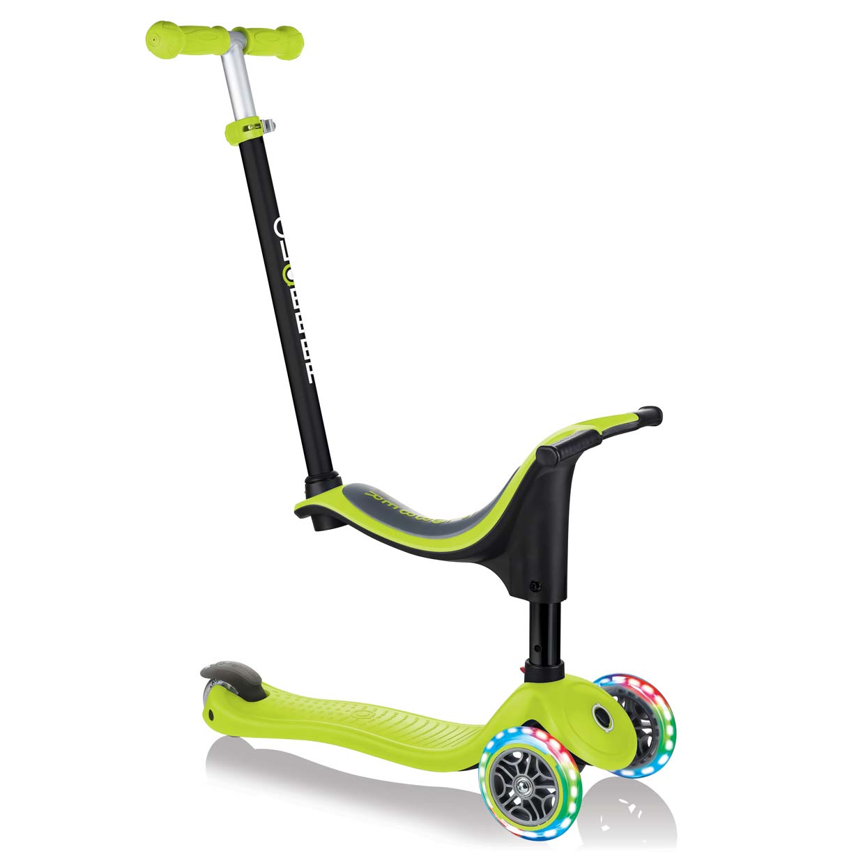 Тротинетка Globber 4 в 1 със стабилизатор, GO UP Sporty Lights - Зелена
