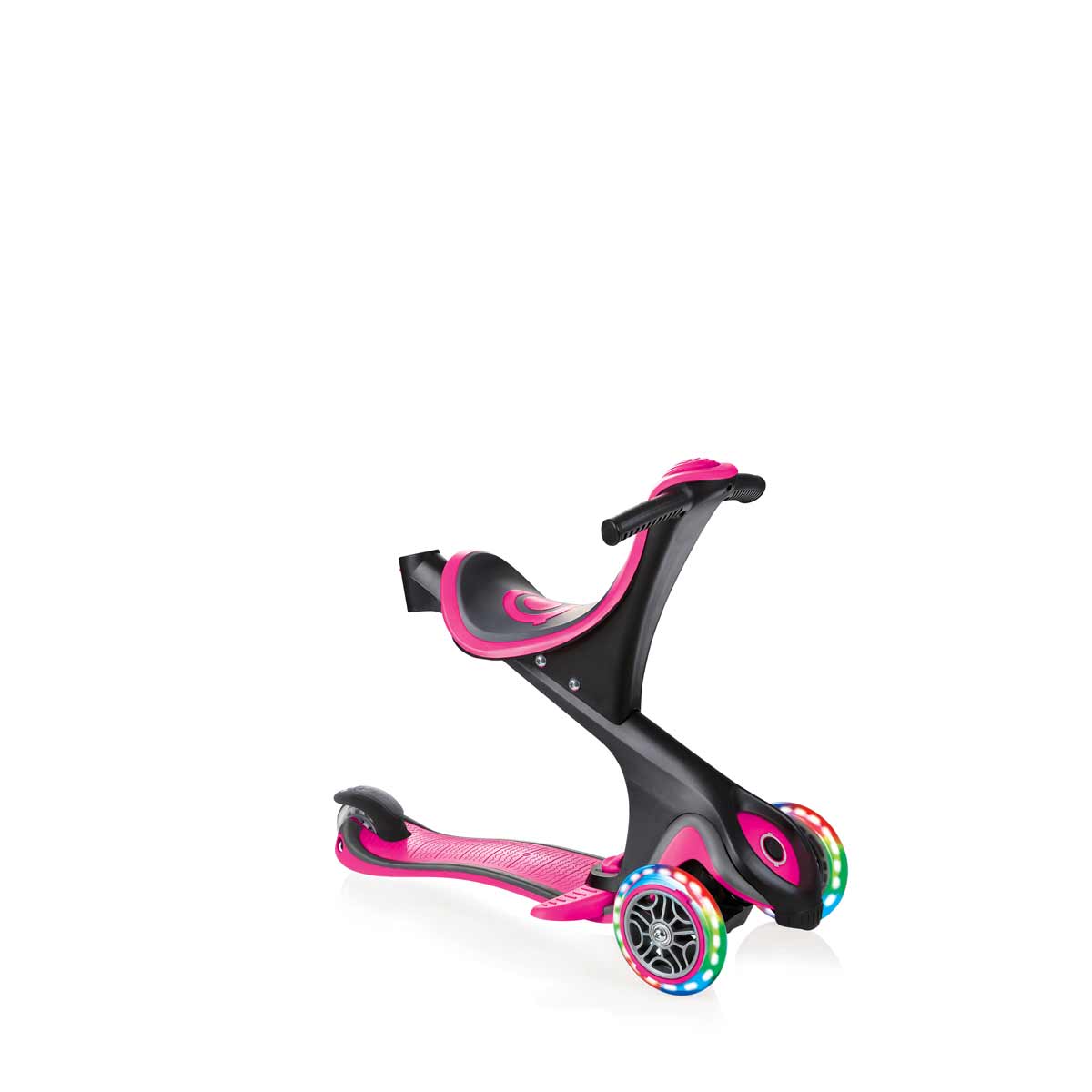 Тротинетка с родителски контрол 5 в 1 Globber Go Up Comfort Lights - розова