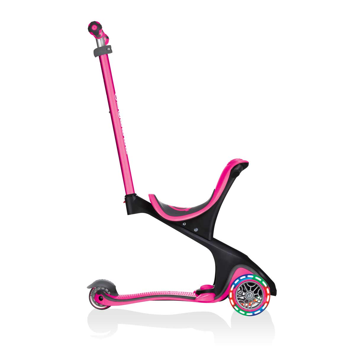 Тротинетка с родителски контрол 5 в 1 Globber Go Up Comfort Lights - розова