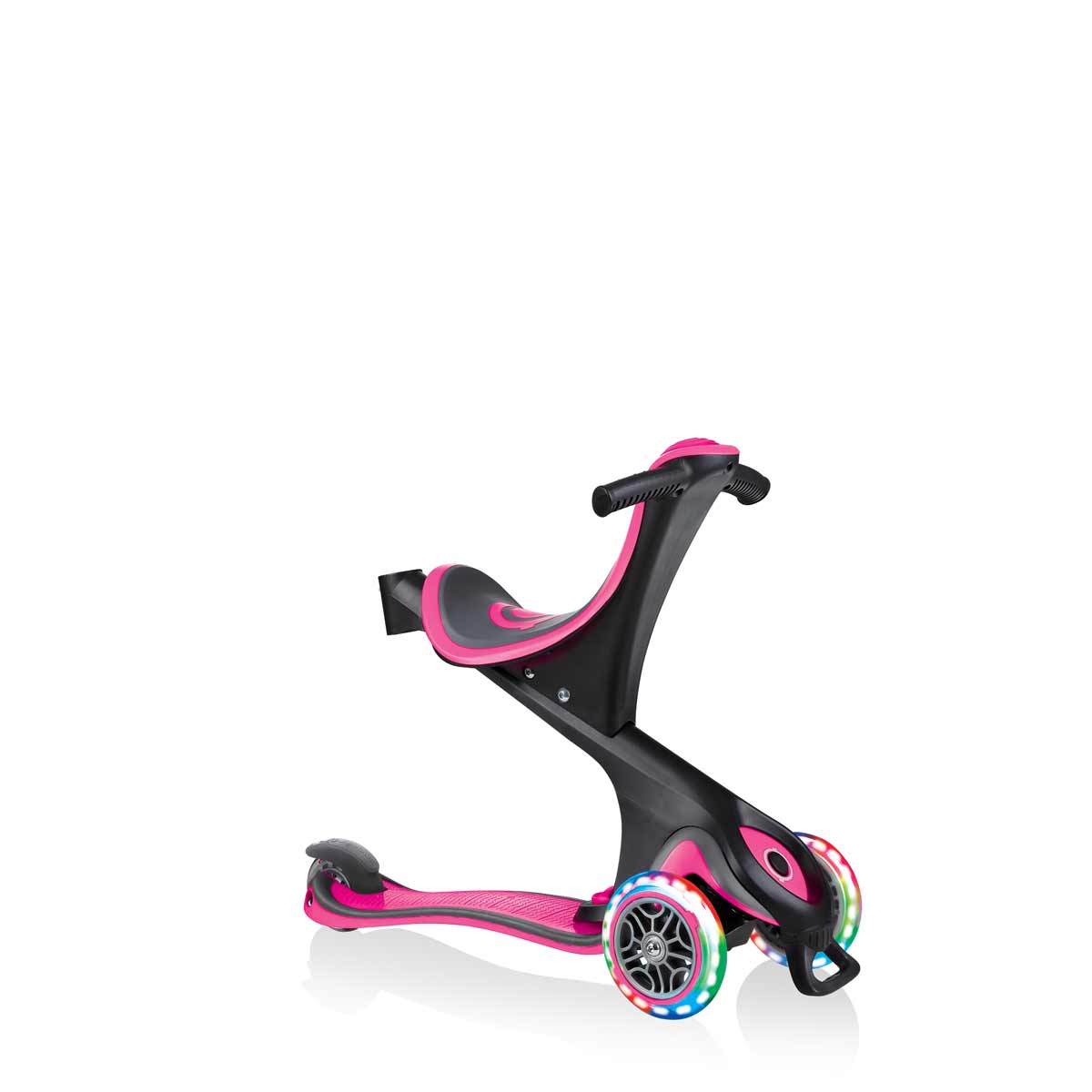 Тротинетка с родителски контрол 5 в 1 Globber Go Up Comfort Lights - розова