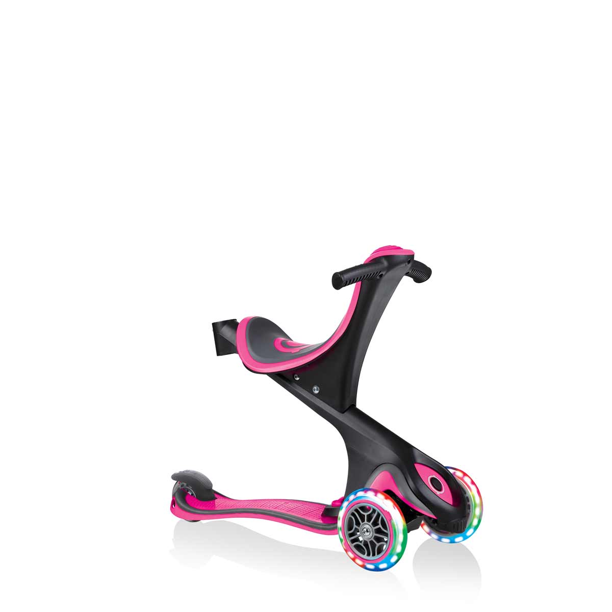 Тротинетка с родителски контрол 5 в 1 Globber Go Up Comfort Lights - розова