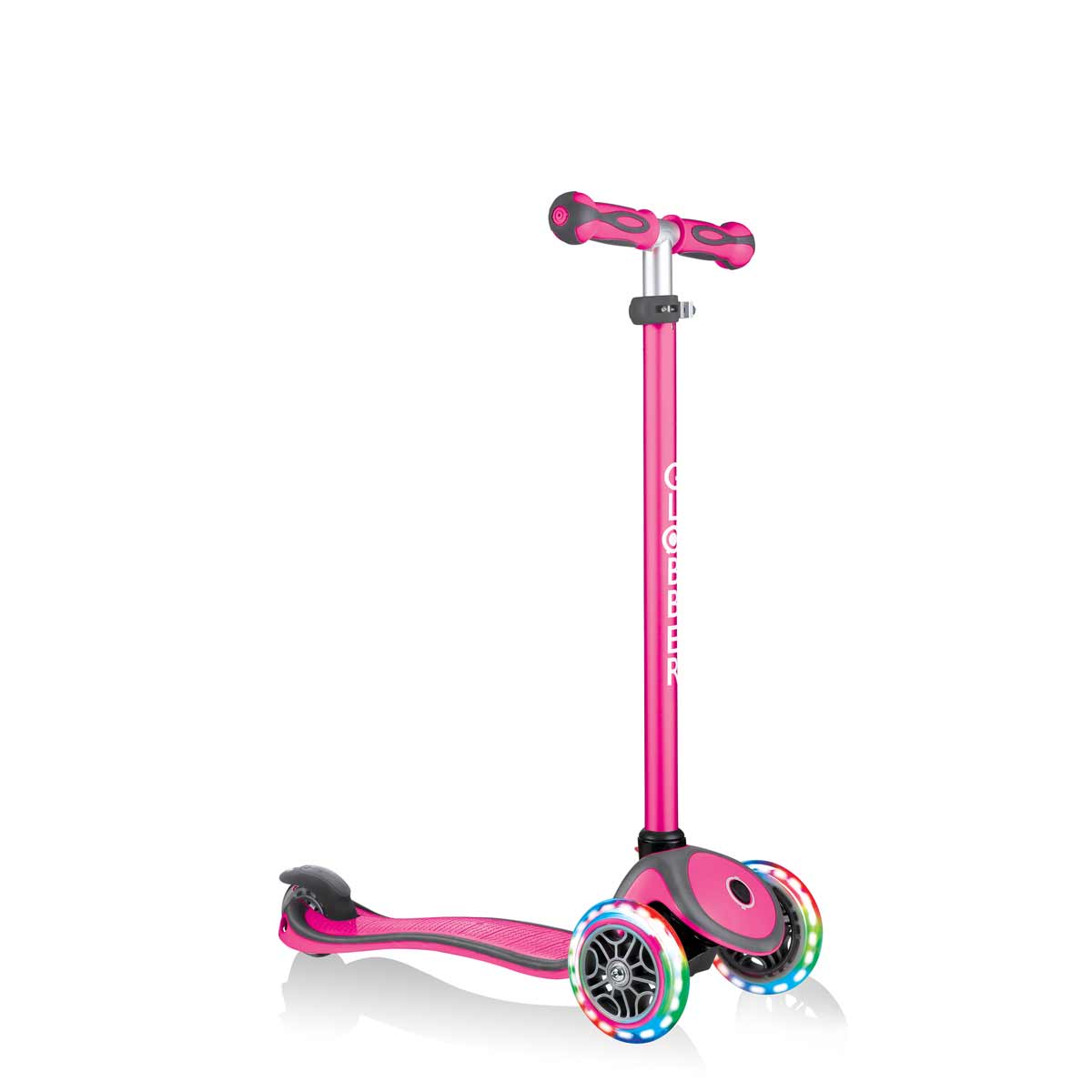 Тротинетка с родителски контрол 5 в 1 Globber Go Up Comfort Lights - розова