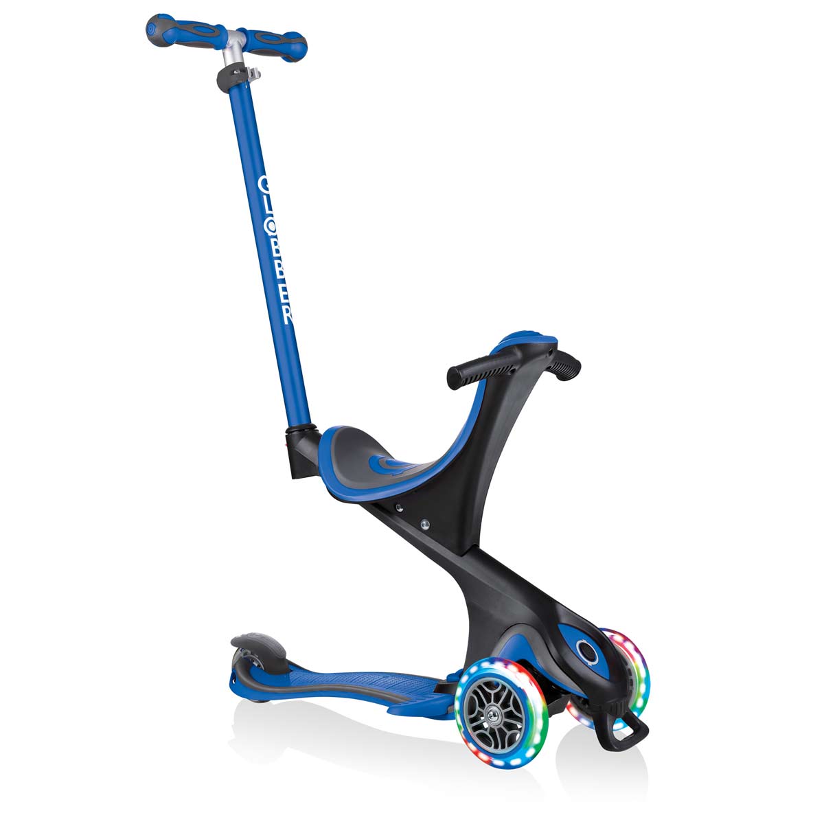 Тротинетка с родителски контрол 5 в 1 Globber Go Up Comfort Lights - синя