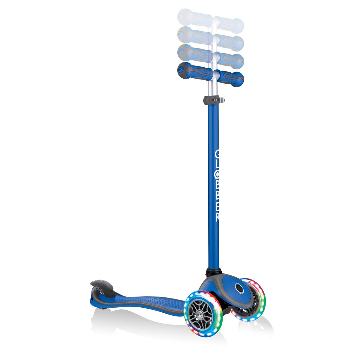 Тротинетка с родителски контрол 5 в 1 Globber Go Up Comfort Lights - синя