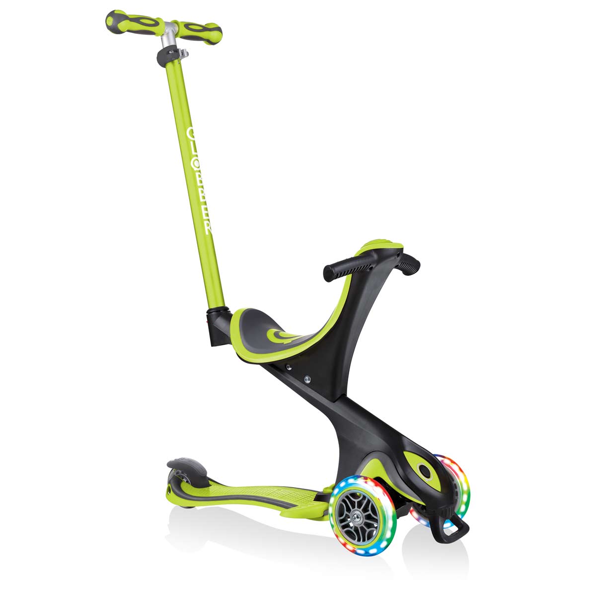 Тротинетка с родителски контрол 5 в 1 Globber Go Up Comfort Lights - зелена