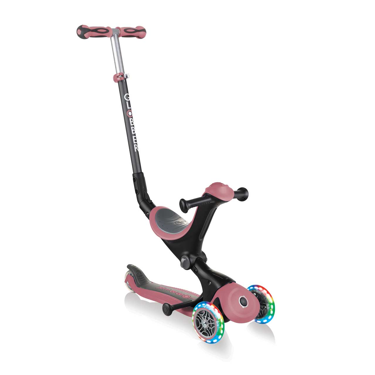 GO UP Deluxe Lights 5 in 1 Parental Control Scooter - Rose Ash