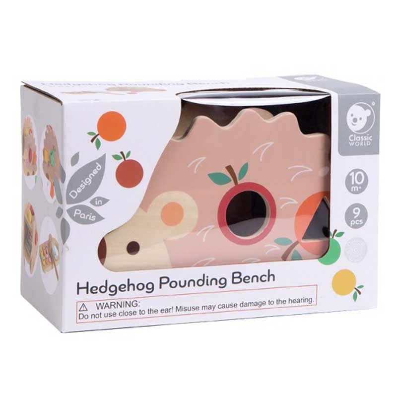 Funny wooden hedgehog - a sorter with a xylophone in pastel colors