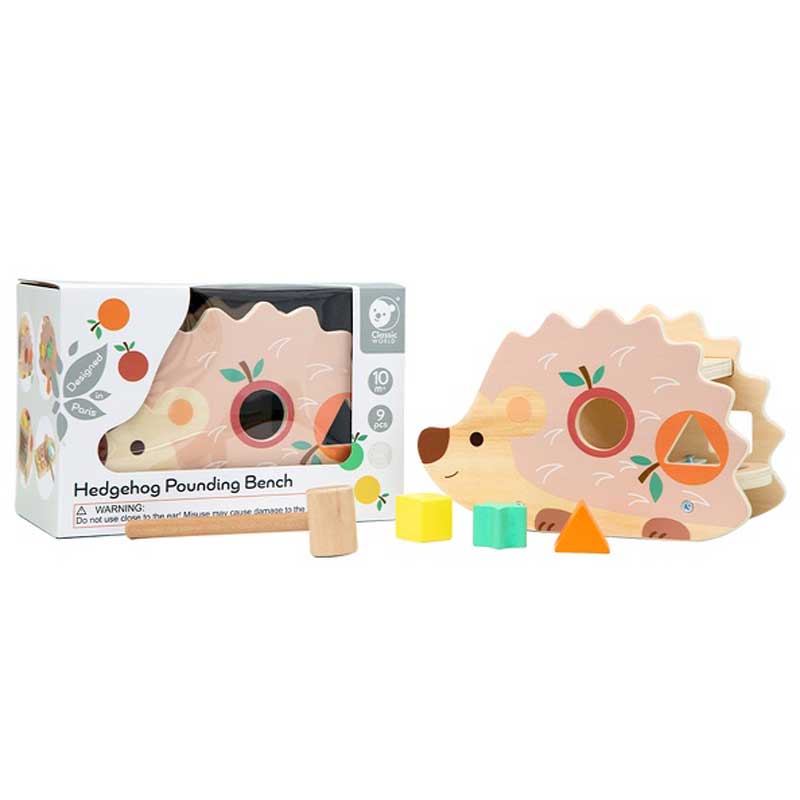 Funny wooden hedgehog - a sorter with a xylophone in pastel colors