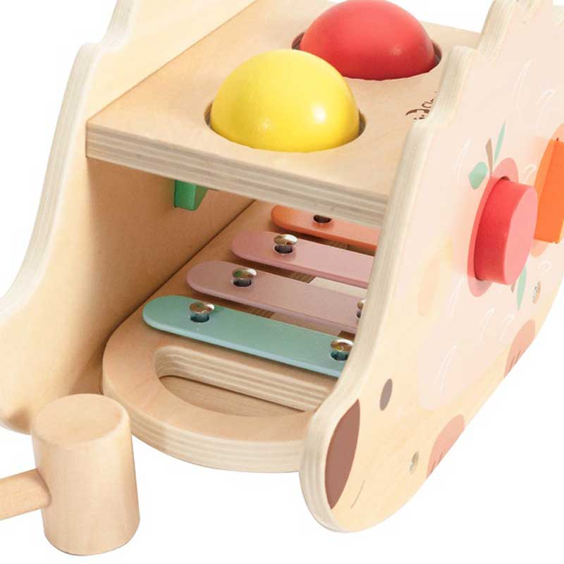 Funny wooden hedgehog - a sorter with a xylophone in pastel colors