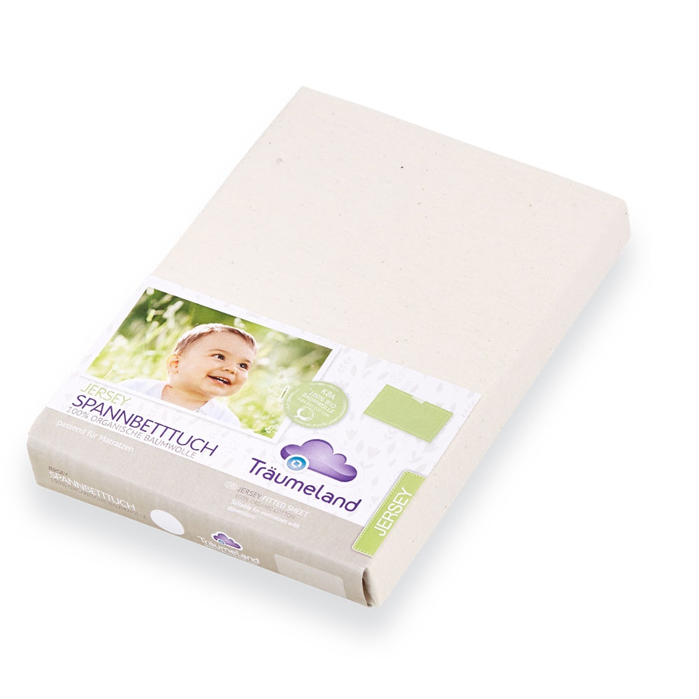 Traumeland Долен чаршаф с ластик 60/120см - 170/140см ORGANIC JERSEY WHITE